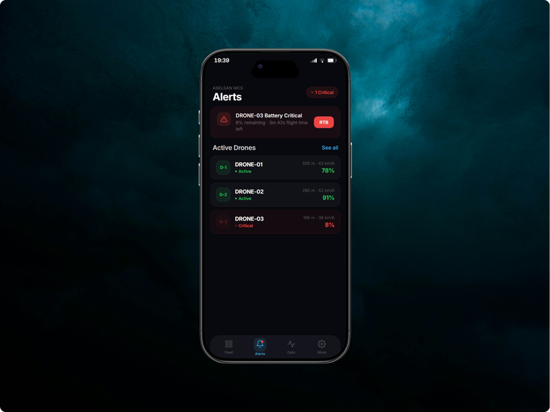 Drone Mission Control — iPhone mockup
